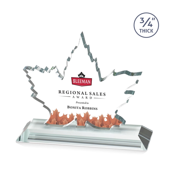 Maple leaf  Starfire Crystal award mounted on top of a... from ASI 84592 St Regis Group / St Regis