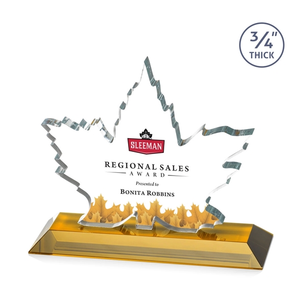 Maple leaf  Starfire Crystal award mounted on top of an... from ASI 84592 St Regis Group / St Regis