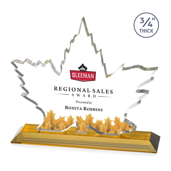 Maple leaf  Starfire Crystal award mounted on top of an... from ASI 84592 St Regis Group / St Regis