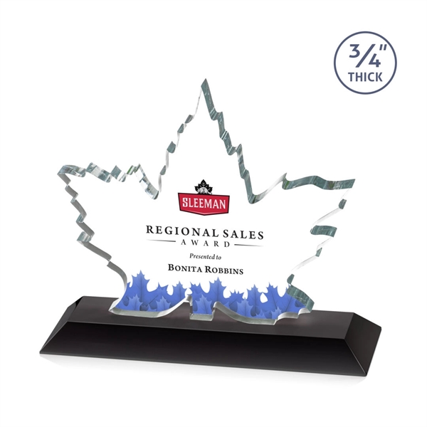 Maple leaf  Starfire Crystal award mounted on top of a... from ASI 84592 St Regis Group / St Regis