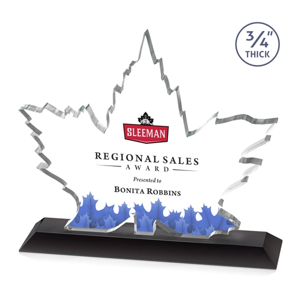 Maple leaf  Starfire Crystal award mounted on top of a... from ASI 84592 St Regis Group / St Regis