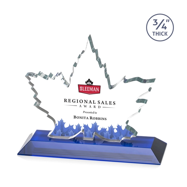 Maple leaf  Starfire Crystal award mounted on top of a... from ASI 84592 St Regis Group / St Regis