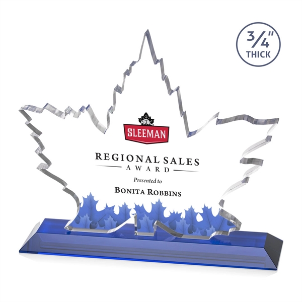 Maple leaf  Starfire Crystal award mounted on top of a... from ASI 84592 St Regis Group / St Regis