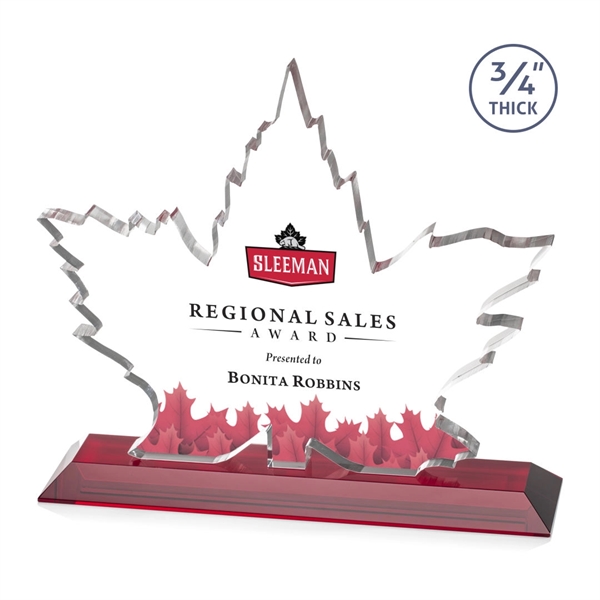 Maple leaf  Starfire Crystal award mounted on top of a... from ASI 84592 St Regis Group / St Regis