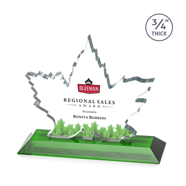 Maple leaf  Starfire Crystal award mounted on top of a... from ASI 84592 St Regis Group / St Regis