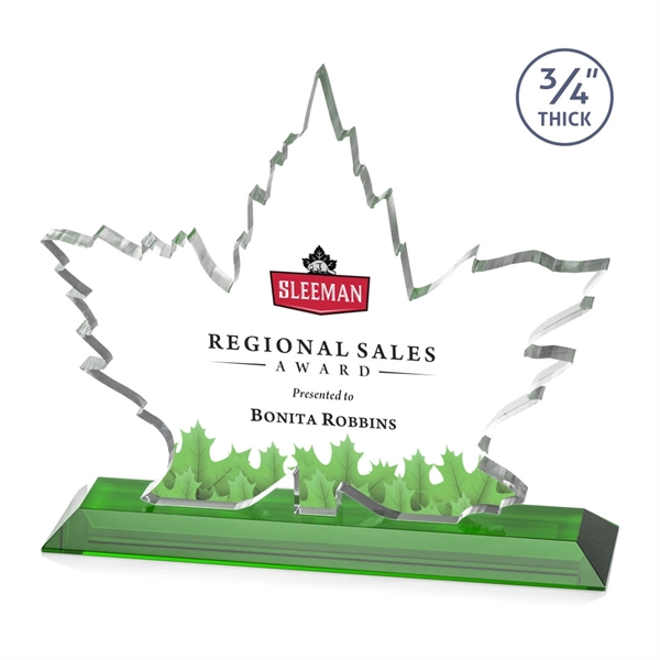 Maple leaf  Starfire Crystal award mounted on top of a... from ASI 84592 St Regis Group / St Regis