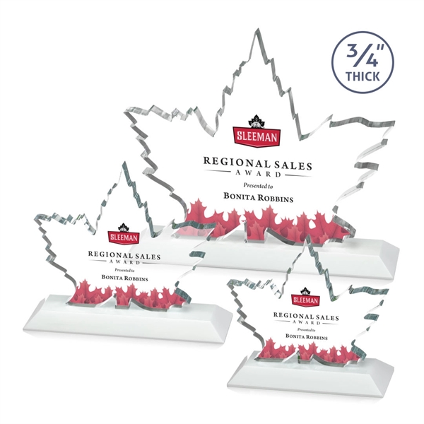 Maple leaf  Starfire Crystal award mounted on top of a... from ASI 84592 St Regis Group / St Regis