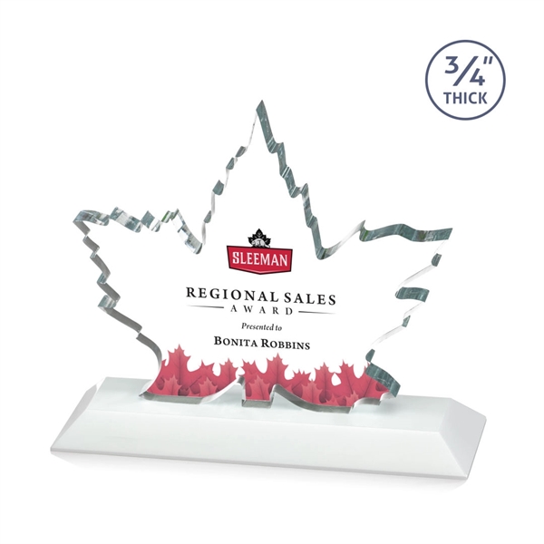 Maple leaf  Starfire Crystal award mounted on top of a... from ASI 84592 St Regis Group / St Regis