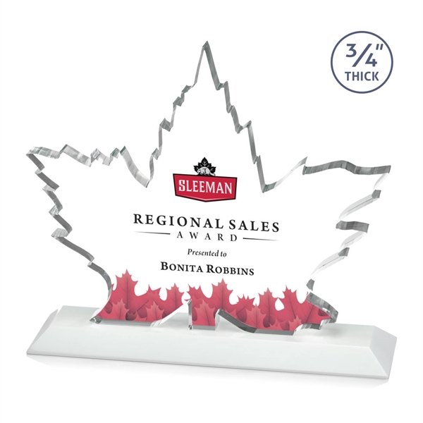 Maple leaf  Starfire Crystal award mounted on top of a... from ASI 84592 St Regis Group / St Regis