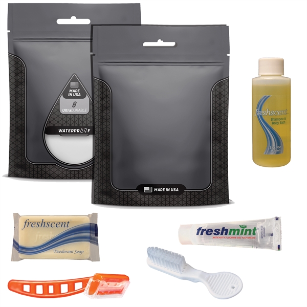 Prison kit with a toothbrush, razor, shampoo, toothpaste, and soap.... from ASI 84514 Safety Made