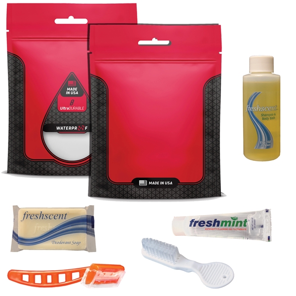Prison kit with a toothbrush, razor, shampoo, toothpaste, and soap.... from ASI 84514 Safety Made
