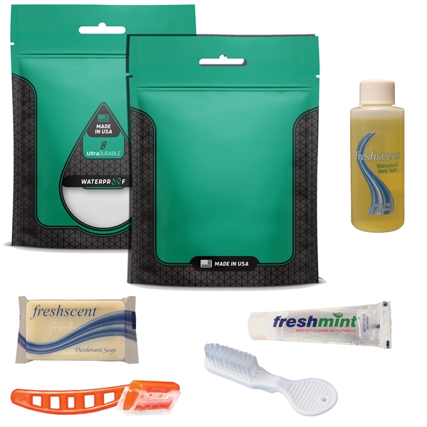 Prison kit with a toothbrush, razor, shampoo, toothpaste, and soap.... from ASI 84514 Safety Made