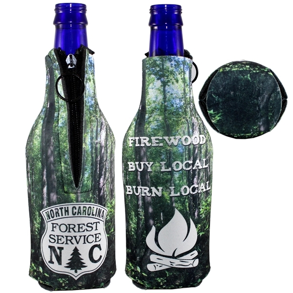 Scuba foam zipper style bottle cooler. 1/8" Premium density, cloth laminated... from ASI 35745 American Zebra Line/AZL