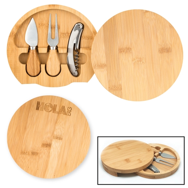 Eco-friendly bamboo cutting board set with pointed tip cheese knife, cheese... from ASI 57655 STOPNGO Line