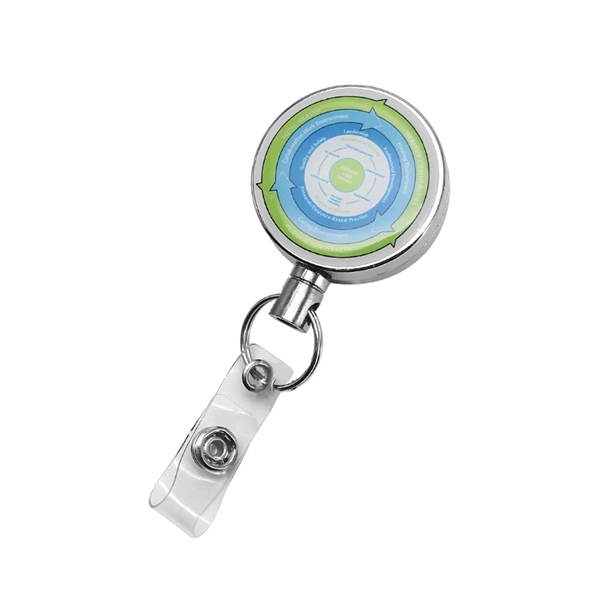 1.57" round metal retractable badge reel with split ring.... from ASI 37218 Athena Promo (tm)