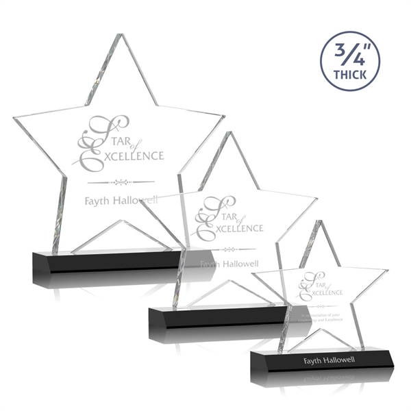 Beautiful 3/4" thick Optical crystal star shape award mounted on a... from ASI 84592 St Regis Group / St Regis