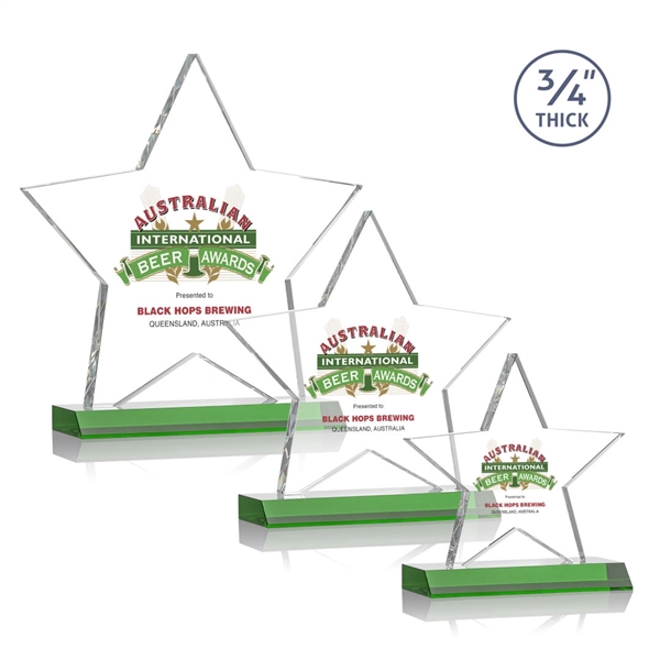 Optical crystal star shape award on a Green optical crystal base.... from ASI 84592 St Regis Group / St Regis