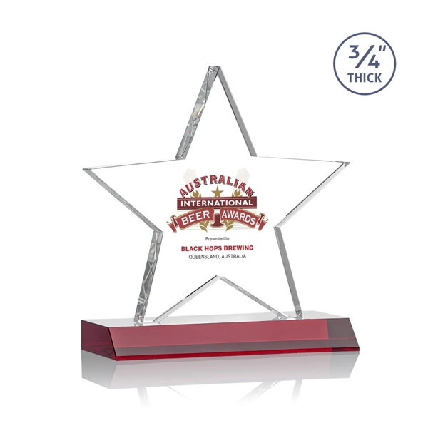 Optical crystal star shape award on a Red optical crystal base.... from ASI 84592 St Regis Group / St Regis