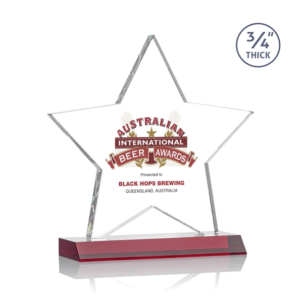 Optical crystal star shape award on a Red optical crystal base.... from ASI 84592 St Regis Group / St Regis