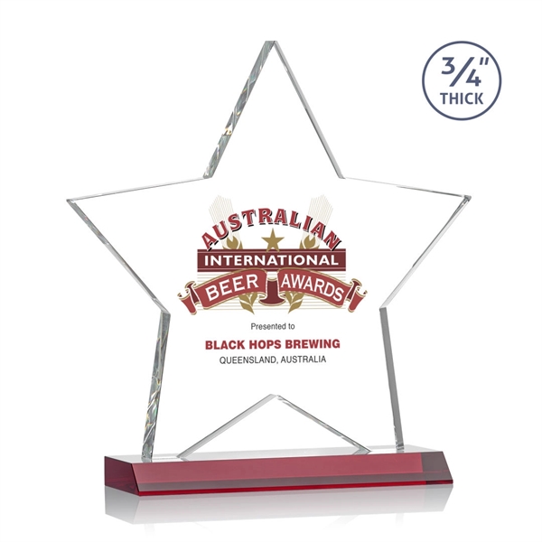 Optical crystal star shape award on a Red optical crystal base.... from ASI 84592 St Regis Group / St Regis