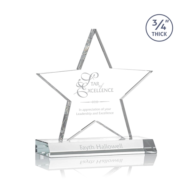 Beautiful 3/4" thick Optical crystal star shape award mounted on a... from ASI 84592 St Regis Group / St Regis