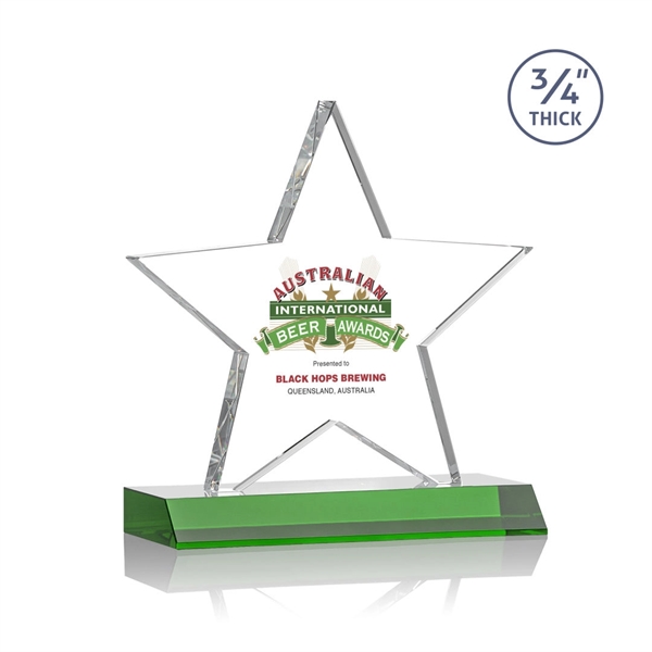 Optical crystal star shape award on a Green optical crystal base.... from ASI 84592 St Regis Group / St Regis