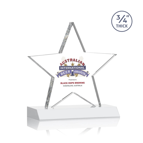 Optical crystal star shape award on a White optical crystal base.... from ASI 84592 St Regis Group / St Regis