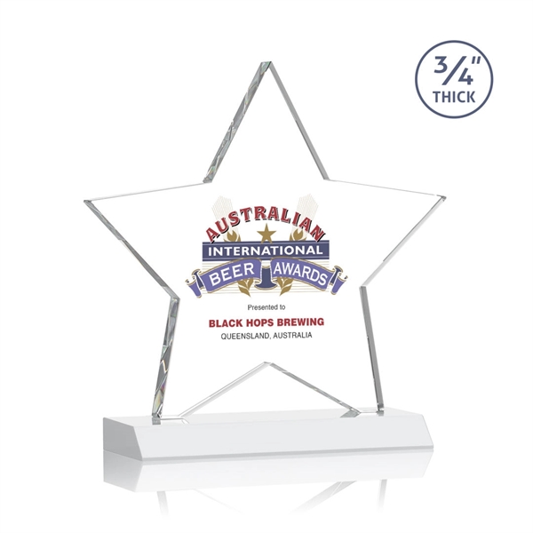Optical crystal star shape award on a White optical crystal base.... from ASI 84592 St Regis Group / St Regis
