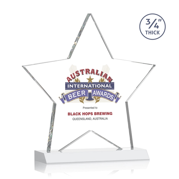 Optical crystal star shape award on a White optical crystal base.... from ASI 84592 St Regis Group / St Regis