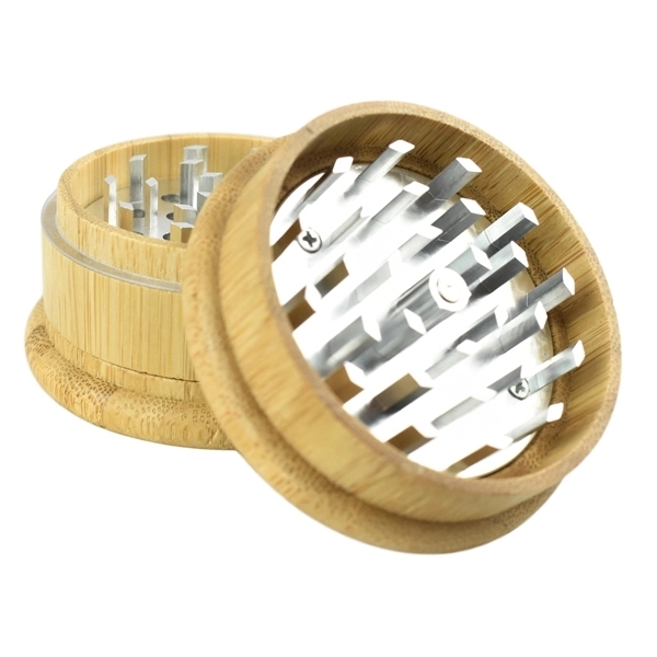 2.5" Round Herb Grinder made from bamboo and stainless steel... from ASI 72657 Active Life Promo / Apres Ski Ingrain Promo