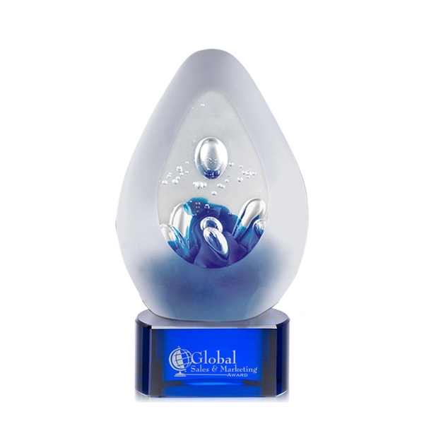 Hand blown 5 3/4" high art glass award on clear ,... from ASI 84592 St Regis Group / St Regis