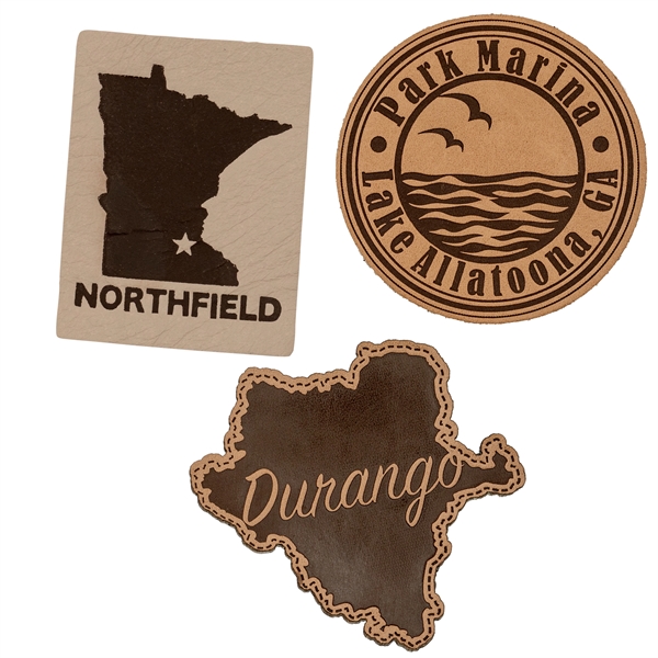 2" or 3" custom faux PU leather patches in assorted colors... from ASI 52263 EMT / EMT EASY