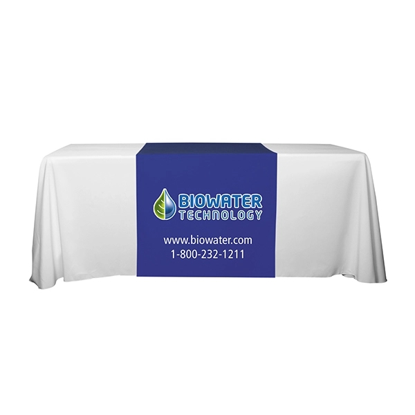 30"W x 60"L table runner made of polyester fabric with customization.... from ASI 62660 Innovation Line