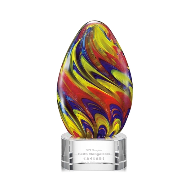 Hand blown art glass award, 5 1/2" High, on a clear... from ASI 84592 St Regis Group / St Regis