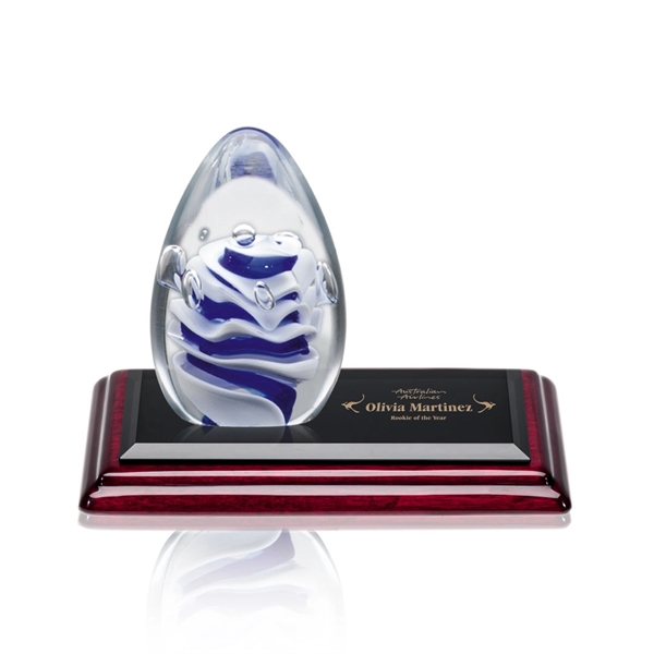 Hand blown 3 1/2" art glass award on a piano finished... from ASI 84592 St Regis Group / St Regis