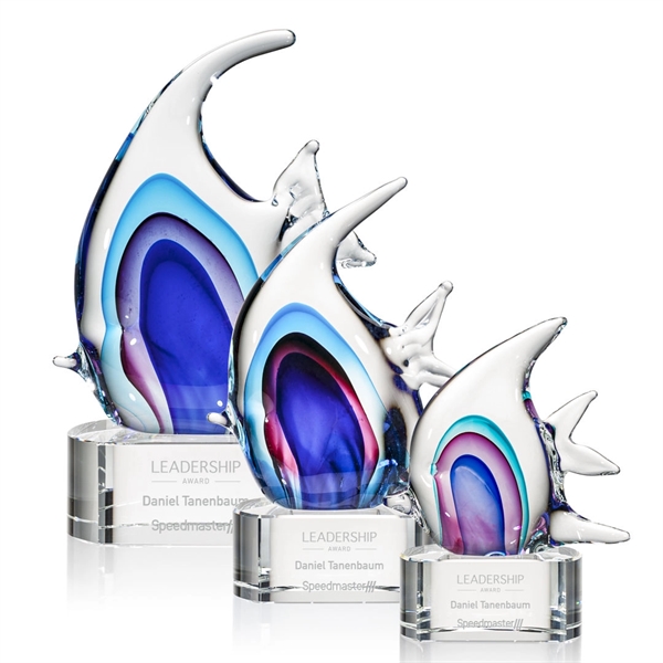 Hand blown art glass fish award on a clear optical base.... from ASI 84592 St Regis Group / St Regis