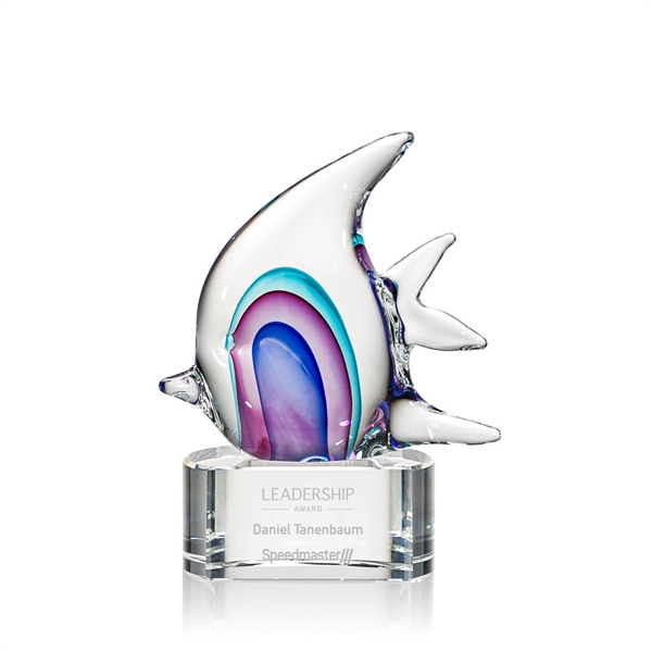 Hand blown art glass fish award on a clear optical base.... from ASI 84592 St Regis Group / St Regis