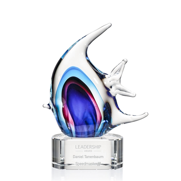 Hand blown art glass fish award on a clear optical base.... from ASI 84592 St Regis Group / St Regis