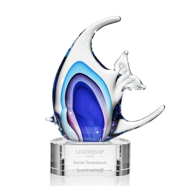 Hand blown art glass fish award on a clear optical base.... from ASI 84592 St Regis Group / St Regis