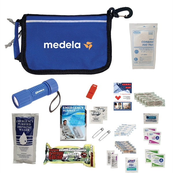 Deluxe disaster prep kit with emergency water, whistle, bandages and more.... from ASI 57653 Gold Bond