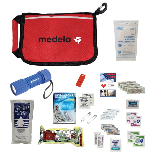 Deluxe disaster prep kit with emergency water, whistle, bandages and more.... from ASI 57653 Gold Bond