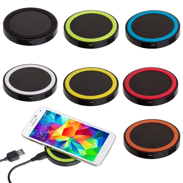 Round Qi-enable 10W wireless charging pad with MicroUSB cable.... from ASI 37218 Athena Promo (tm)