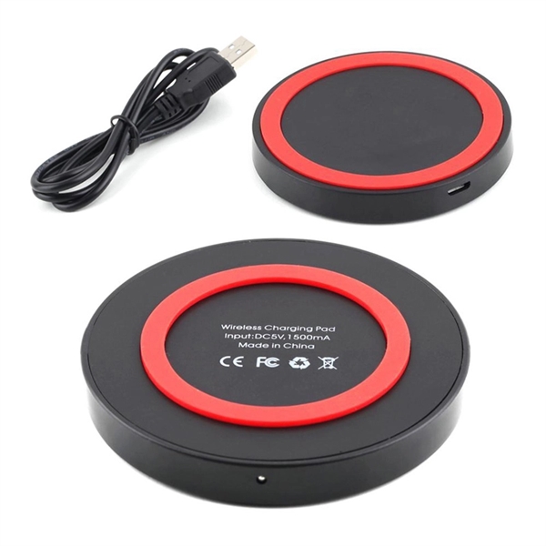 Round Qi-enable 10W wireless charging pad with MicroUSB cable.... from ASI 37218 Athena Promo (tm)