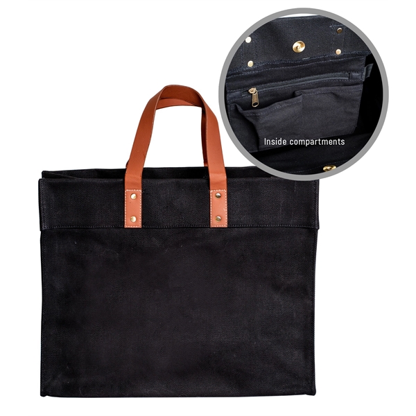 24 oz. Black canvas tote bag with sturdy handles, interior hanging... from ASI 76730 Peerless Umbrella Co Inc / Threads By Peerless