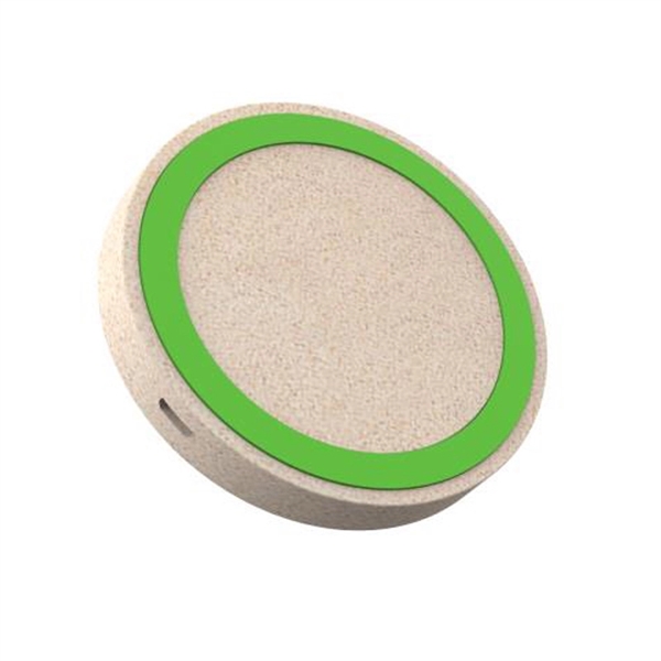 Round wheat straw 10W wireless charger with Micro USB cord.... from ASI 37218 Athena Promo (tm)