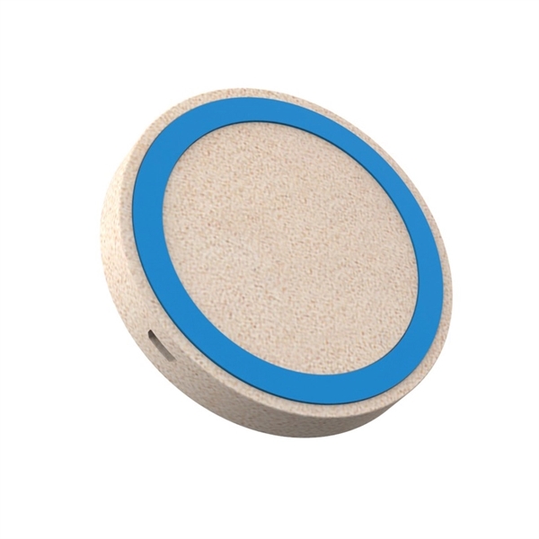 Round wheat straw 10W wireless charger with Micro USB cord.... from ASI 37218 Athena Promo (tm)