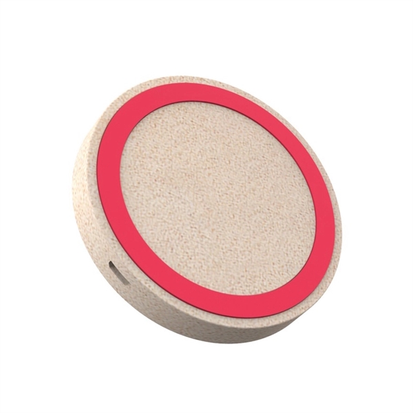 Round wheat straw 10W wireless charger with Micro USB cord.... from ASI 37218 Athena Promo (tm)