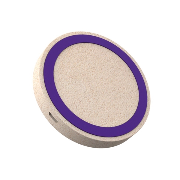 Round wheat straw 10W wireless charger with Micro USB cord.... from ASI 37218 Athena Promo (tm)
