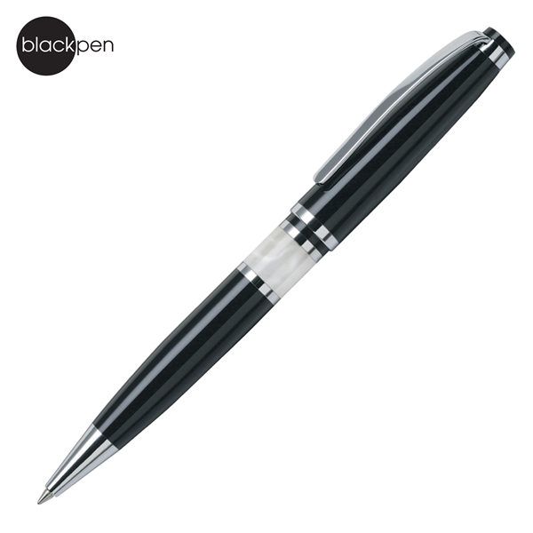 Twist-action brass ballpoint pen, lacquer finish, color "marble" resin band, chrome... from ASI 62820 International Merch Concepts