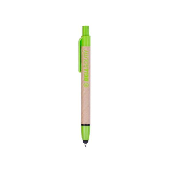 4.75" x 0.5" paper and plastic click-action ballpoint pen with stylus... from ASI 37218 Athena Promo (tm)